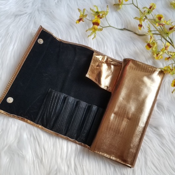 Handbags - Makeup Brush Bag, Bronzed Gold Color.